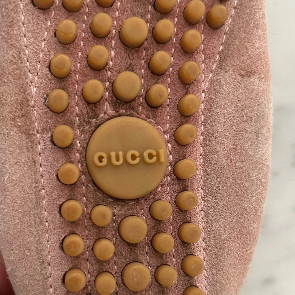 GUCCI Baby Pink Suede Kids Loafers Sz 25
